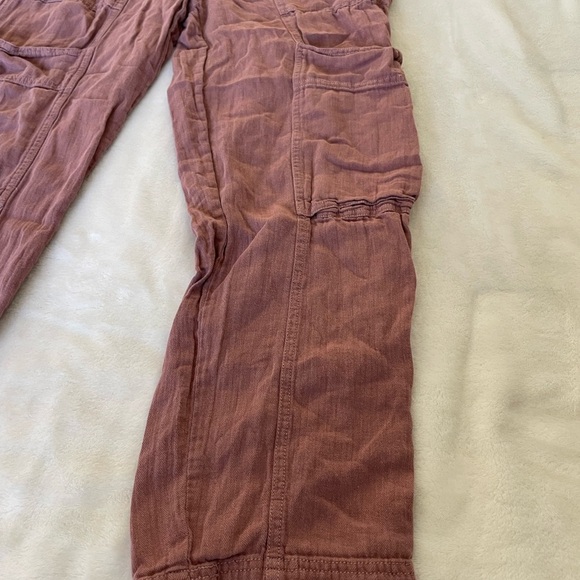 Free People Dusty Rose Cropped linen Cargo Pants - Picture 4 of 13